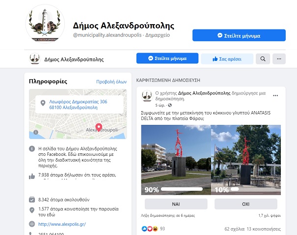 Κι όμως, «δημοσκόπηση» στο facebook κάνει ο δήμος Αλεξανδρούπολης