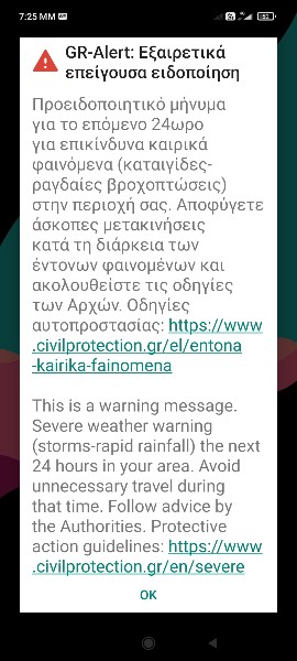 Τώρα: Μηνύματα στα κινητά από την πολιτική προστασία